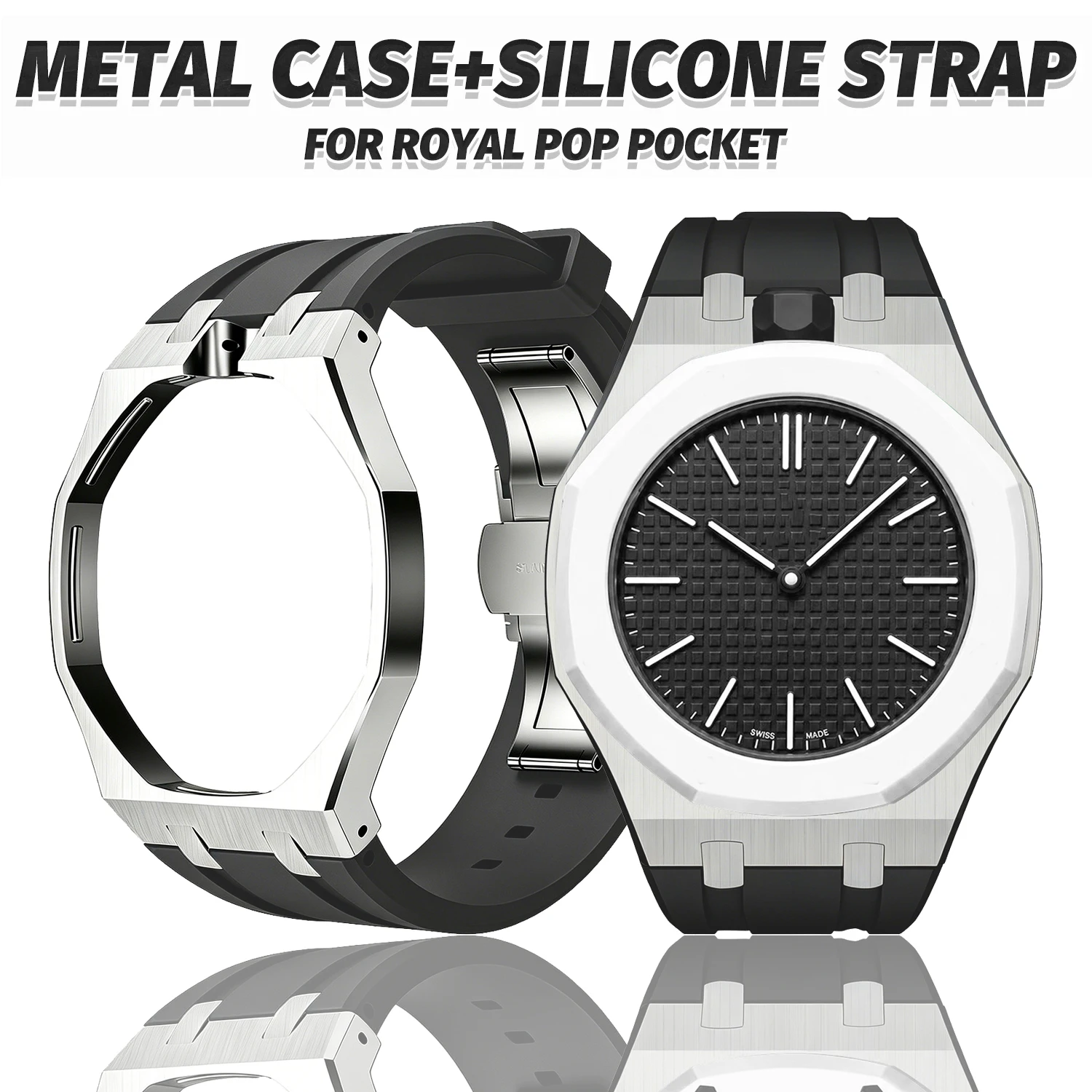 Stainless Steel Case Soft Silicone Watch Strap For Swatch AP Royal POP Pocket To Wrist Conversion Kit Adapter Mod Accessories
Stainless Steel Case Soft Silicone Watch Strap For Swatch AP Royal POP Pocket To Wrist Conversion Kit Adapter Mod Accessories