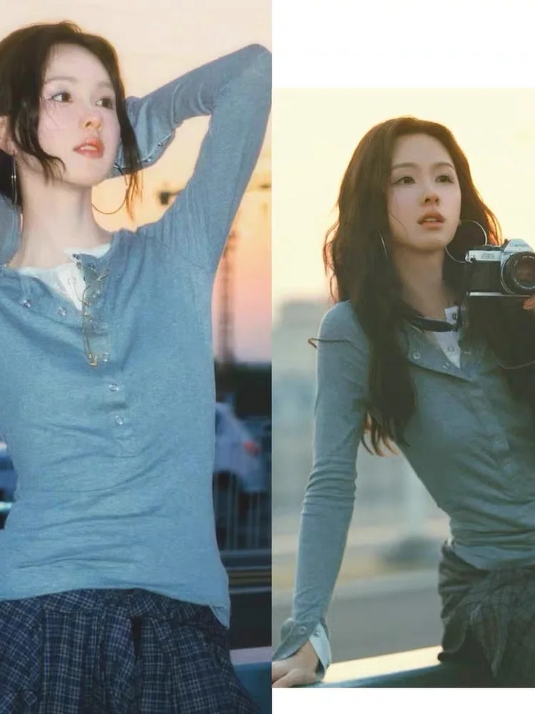 Gray Lace Splice Slim Fit Long Sleeve T-Shirt Women's Autumn Base Shirt Top Merging Commute Style Knitted Korean Version
Gray Lace Splice Slim Fit Long Sleeve T-Shirt Women's Autumn Base Shirt Top Merging Commute Style Knitted Korean Version