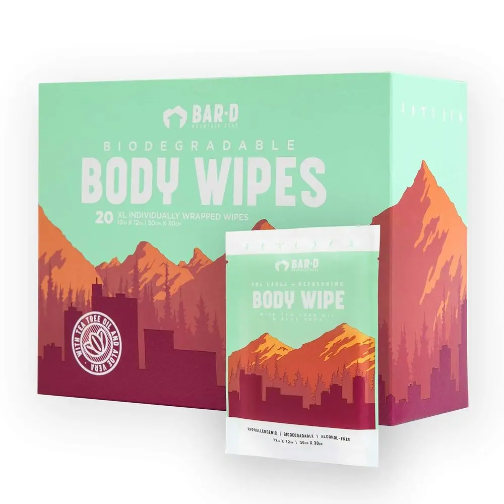 Biodegradable Shower Wipes, 20 Tea Tree & Aloe Vera Scent, Unisex Use
Biodegradable Shower Wipes, 20 Tea Tree & Aloe Vera Scent, Unisex Use