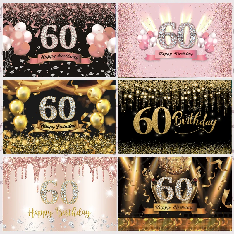 60th Backdrop Black Rose Glod Men Women Sixty Happy Birthday Party Custom Photography Background Photocall Props Banner
60th Backdrop Black Rose Glod Men Women Sixty Happy Birthday Party Custom Photography Background Photocall Props Banner
