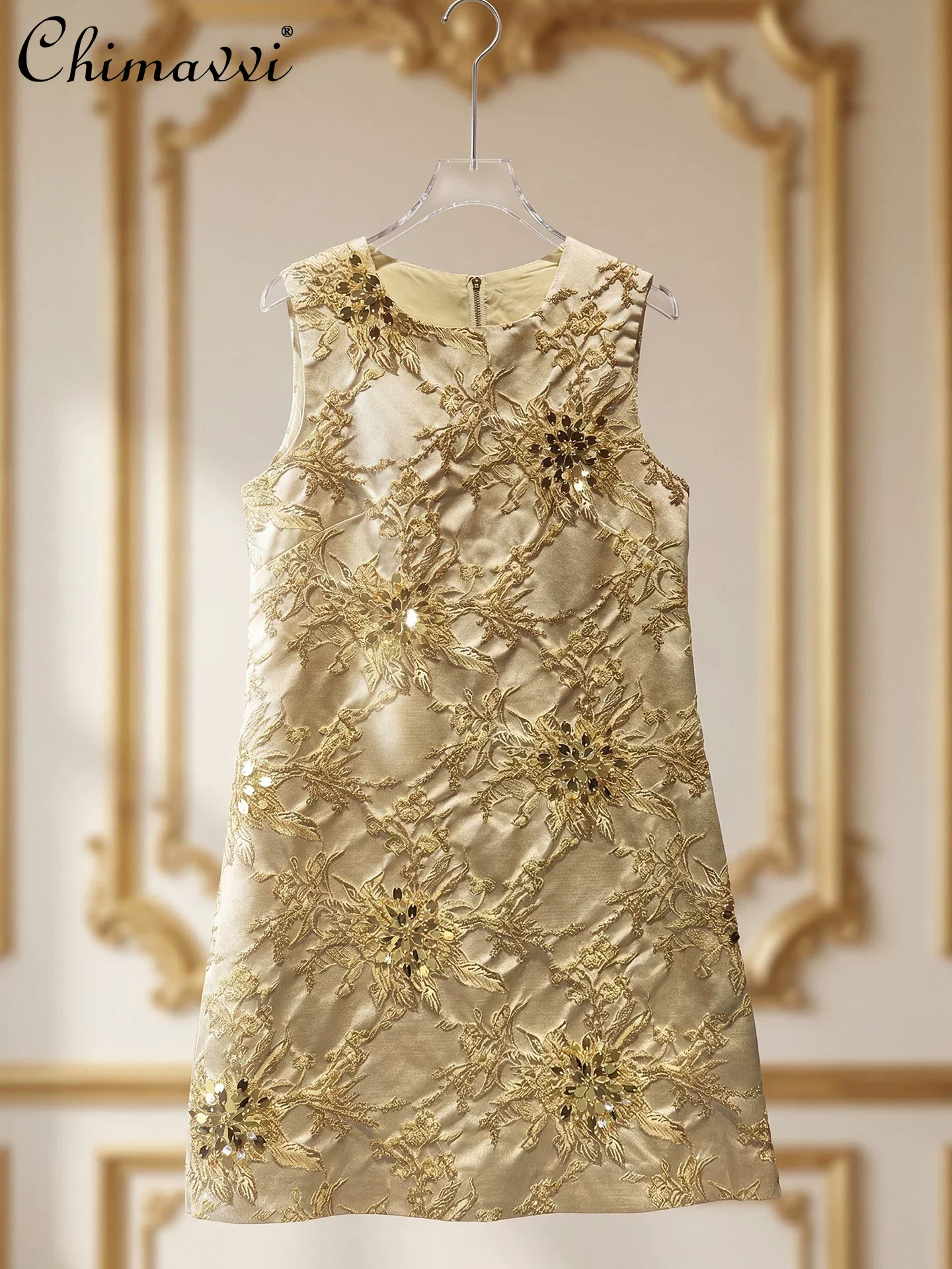 French Elegant Temperament Heavy Industry Beaded Jacquard Round Neck Sleeveless Fashion Casual Short Dress For Women Summer 2026
French Elegant Temperament Heavy Industry Beaded Jacquard Round Neck Sleeveless Fashion Casual Short Dress For Women Summer 2026