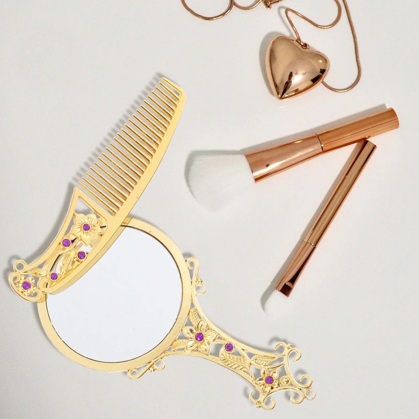 Handle Mirror Comb Set Small Vanity Portable Make up Makeup for with Light Alloy Glass Travel
Handle Mirror Comb Set Small Vanity Portable Make up Makeup for with Light Alloy Glass Travel