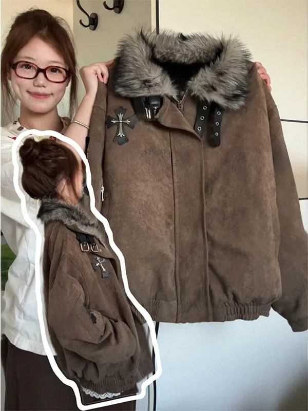 Thickened Cotton Jacket Hooded Cross Pattern Winter New Style Fashionable Korean Loose Fit Zipper Closure Long Sleeve Coat
Thickened Cotton Jacket Hooded Cross Pattern Winter New Style Fashionable Korean Loose Fit Zipper Closure Long Sleeve Coat