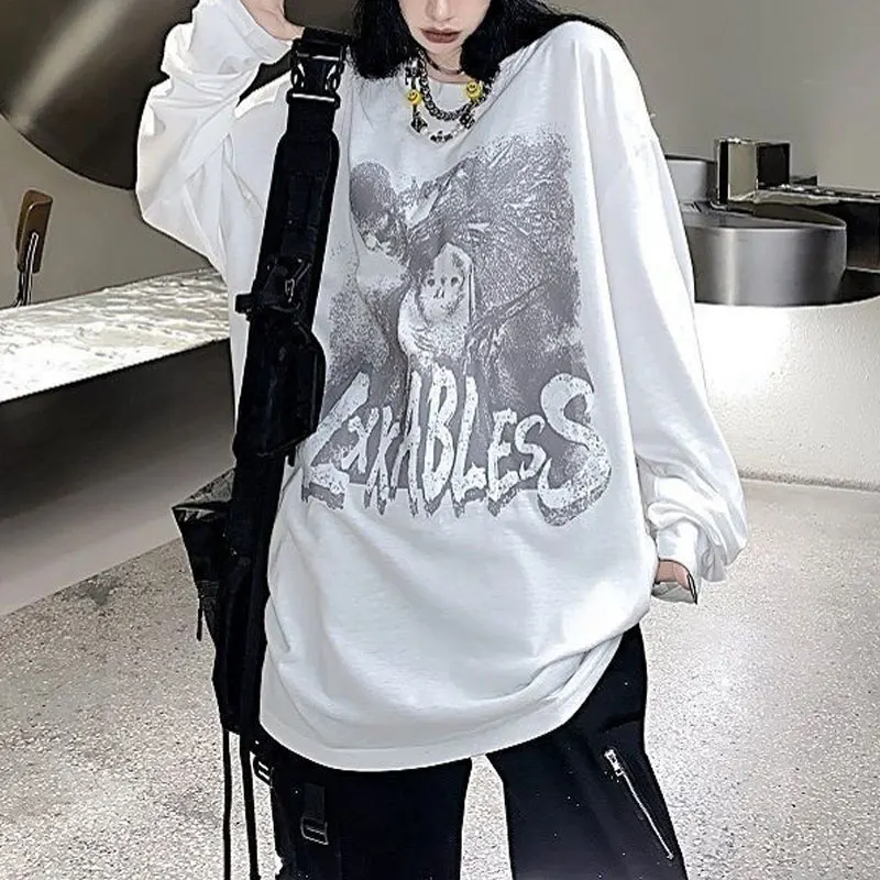 High Street Fashionable Skulls T-shirts Spring Autumn Vintage Printed Female Clothing Casual Long Sleeve Loose O-Neck Pullovers
High Street Fashionable Skulls T-shirts Spring Autumn Vintage Printed Female Clothing Casual Long Sleeve Loose O-Neck Pullovers