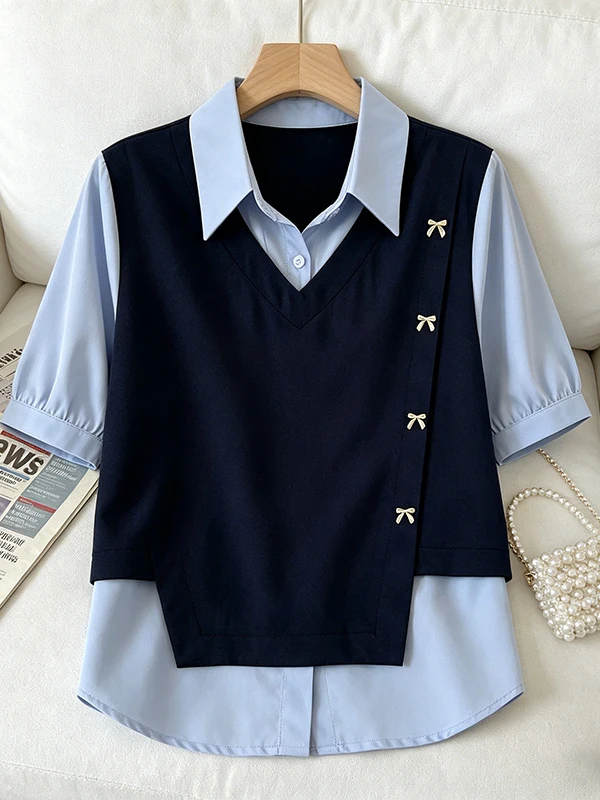plus Size Blue Short Sleeve Shirt Asymmetric Shoulder Women's Fashion Korean Style Commute Wind Regular Fit Short Shirt
plus Size Blue Short Sleeve Shirt Asymmetric Shoulder Women's Fashion Korean Style Commute Wind Regular Fit Short Shirt