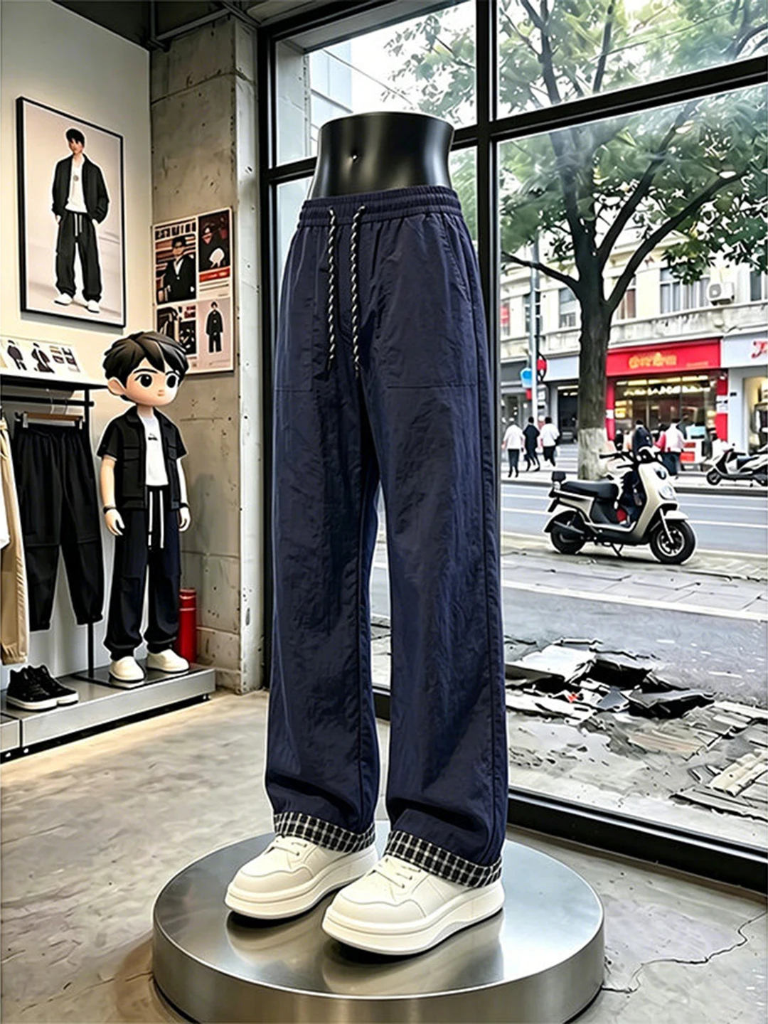 Quick Dry Ice Silk Men's Summer Thin Straight Casual Pants Design Sports Long Trousers Deep Blue Plaid Patchwork Loose Fit
Quick Dry Ice Silk Men's Summer Thin Straight Casual Pants Design Sports Long Trousers Deep Blue Plaid Patchwork Loose Fit