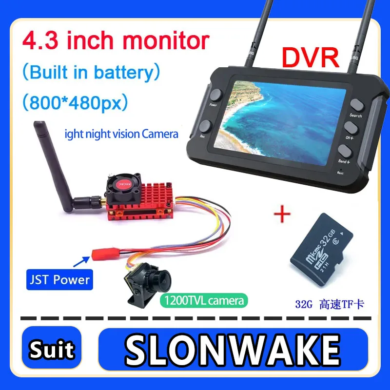 Over 20Km Range 5.8G 2W FPV Transmitter Built-in Microphone + 1200TVL camera + 4.3 inch FPV Monitor with DVR suit
Over 20Km Range 5.8G 2W FPV Transmitter Built-in Microphone + 1200TVL camera + 4.3 inch FPV Monitor with DVR suit