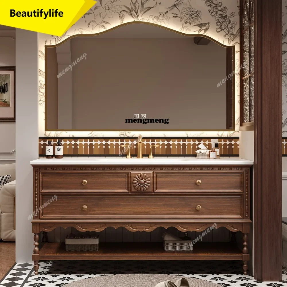 6239 French retro medieval oak bathroom cabinet combination floor-to-ceiling American washbasin washstand
6239 French retro medieval oak bathroom cabinet combination floor-to-ceiling American washbasin washstand