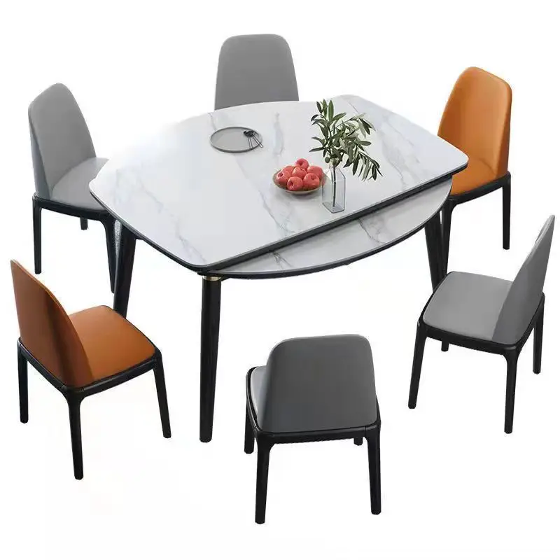 Modern minimalist, luxurious, and extendable rock panel dining table and chair combination
Modern minimalist, luxurious, and extendable rock panel dining table and chair combination
