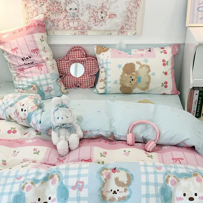 Pink Blue Bedding Set with Zipper No Filler Kids Cute Duvet Cover Flat Sheet Pillowcases Single Queen Girls Boys Quilt Cover
Pink Blue Bedding Set with Zipper No Filler Kids Cute Duvet Cover Flat Sheet Pillowcases Single Queen Girls Boys Quilt Cover