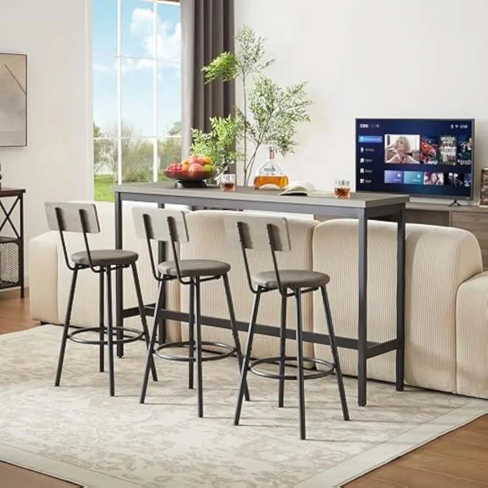 Bar Table and Chairs Set for 3, 63″L x 15.7"W x 37.5"H Dining Table and Chair Sets, Counter Height Long Dining Table Set for Kit
Bar Table and Chairs Set for 3, 63″L x 15.7"W x 37.5"H Dining Table and Chair Sets, Counter Height Long Dining Table Set for Kit
