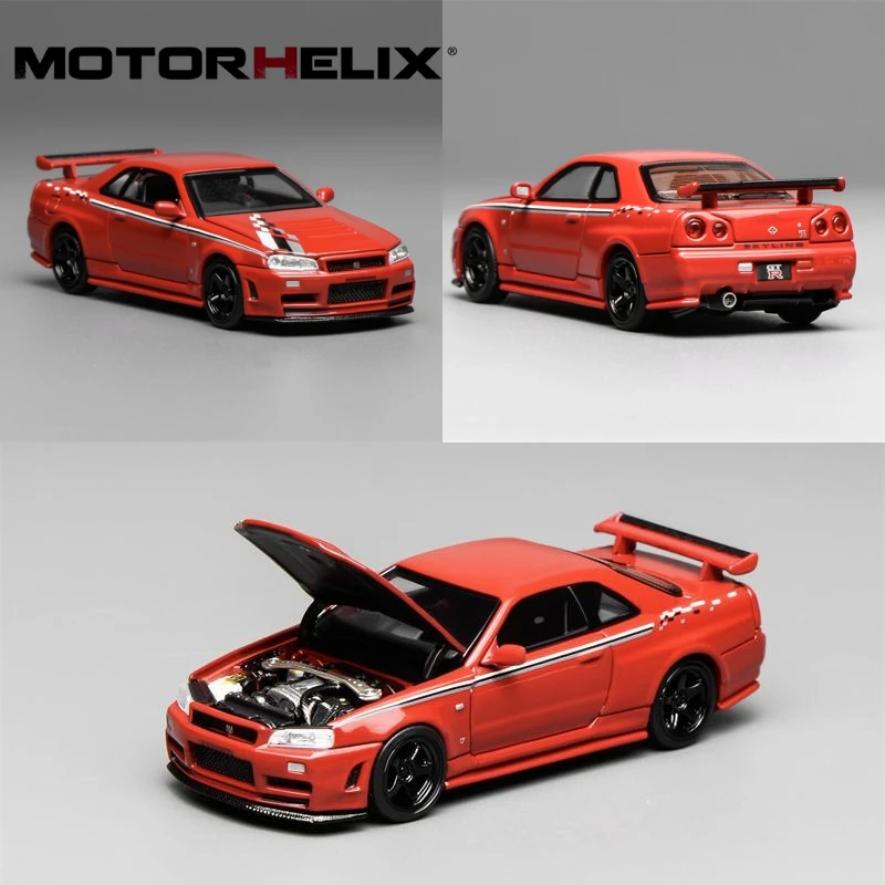 MH MOTORHELIX 1:64 SKYLINE R34 CUSTOMIZED Red / V-SPEC-II Sparkling Silver BAYSIDE BLUE W/ CARBON Diecast Model Car
MH MOTORHELIX 1:64 SKYLINE R34 CUSTOMIZED Red / V-SPEC-II Sparkling Silver BAYSIDE BLUE W/ CARBON Diecast Model Car