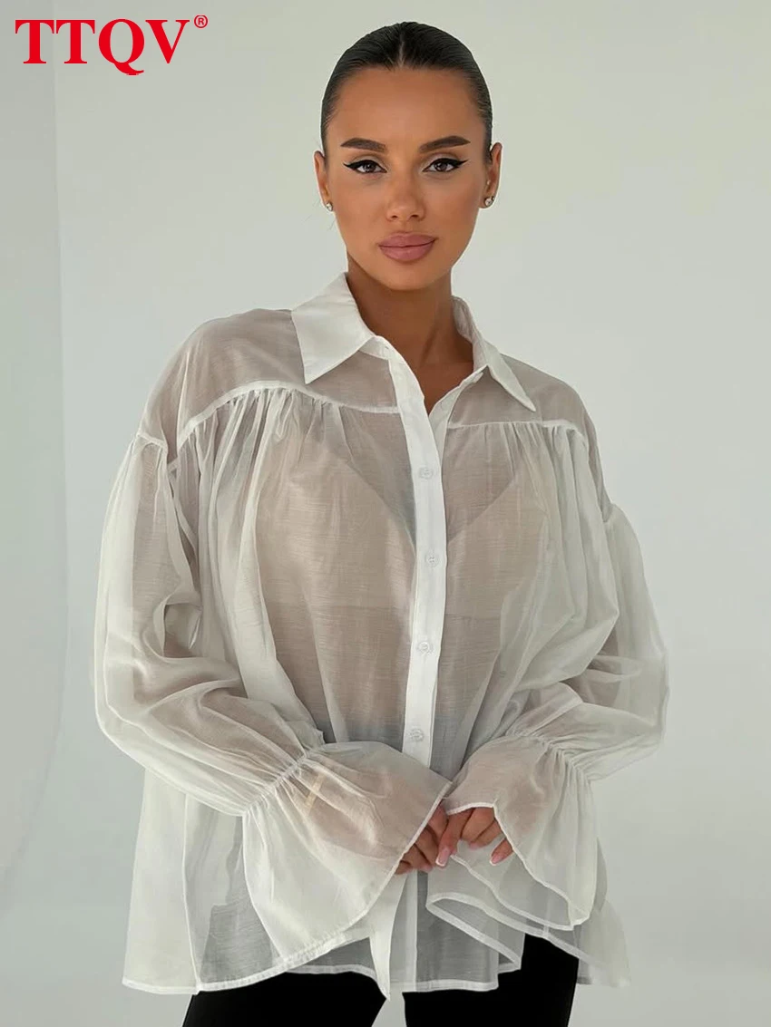 TTQV Fashion Loose White Women's Shirt 2026 Sexy Lapel Long Sleeve Lady Blouse Elegant Classic See Through Top Female Clothing
TTQV Fashion Loose White Women's Shirt 2026 Sexy Lapel Long Sleeve Lady Blouse Elegant Classic See Through Top Female Clothing