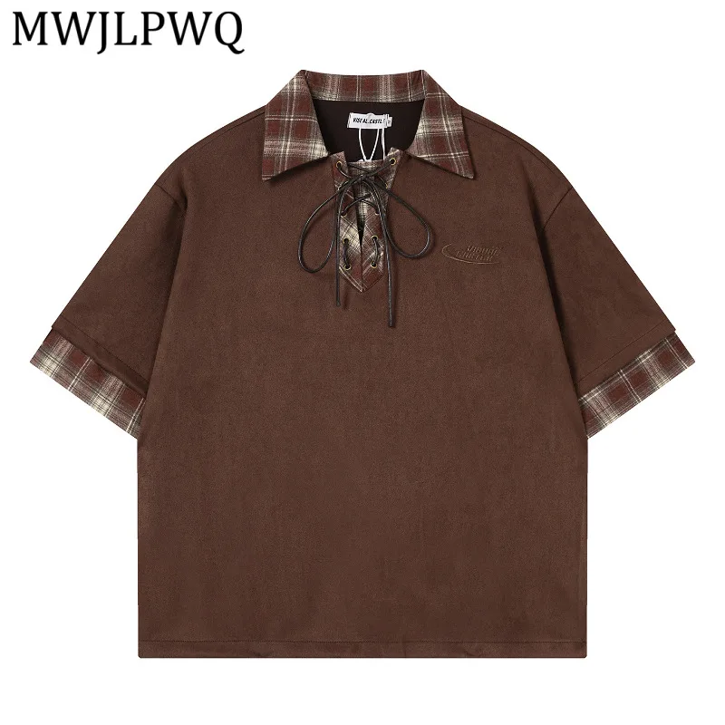 MWJLPWQ Men's Suede Plaid Contrast Polo Shirt Street Lace-Up V-Neck Casual Tops Embroidered Logo Summer Daily Wear Blouse15547
MWJLPWQ Men's Suede Plaid Contrast Polo Shirt Street Lace-Up V-Neck Casual Tops Embroidered Logo Summer Daily Wear Blouse15547