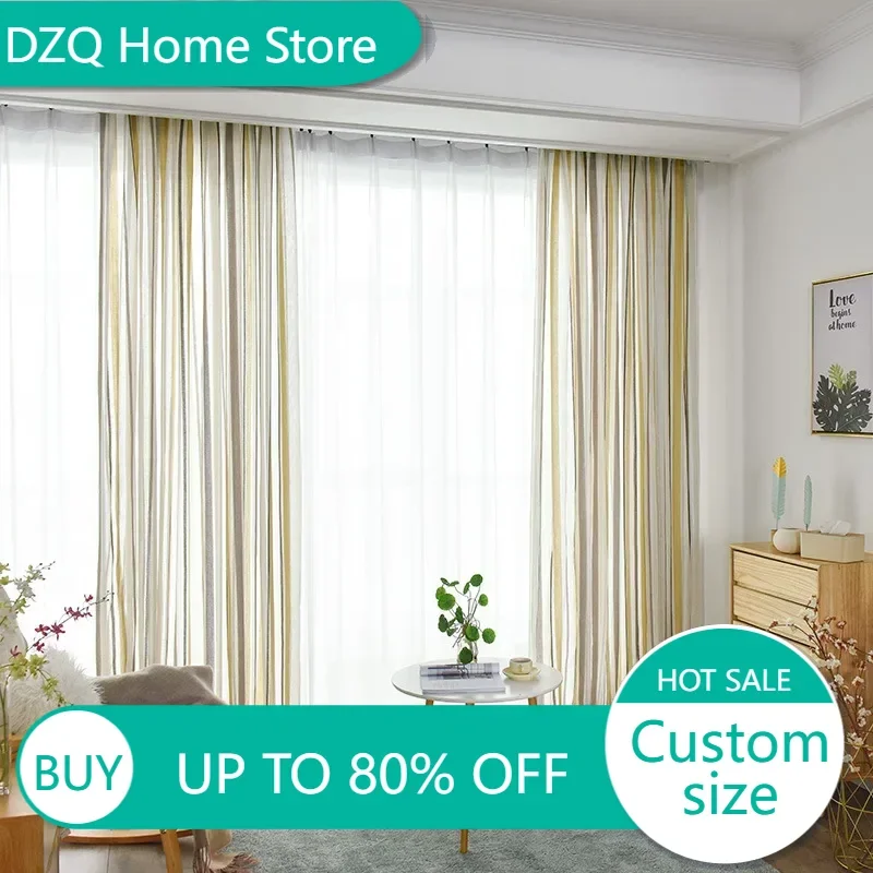 American Modern Simplicity Curtains for Living Room Bedroom Dining Room Linen vertical striped gauze curtain Transparent curtain
American Modern Simplicity Curtains for Living Room Bedroom Dining Room Linen vertical striped gauze curtain Transparent curtain
