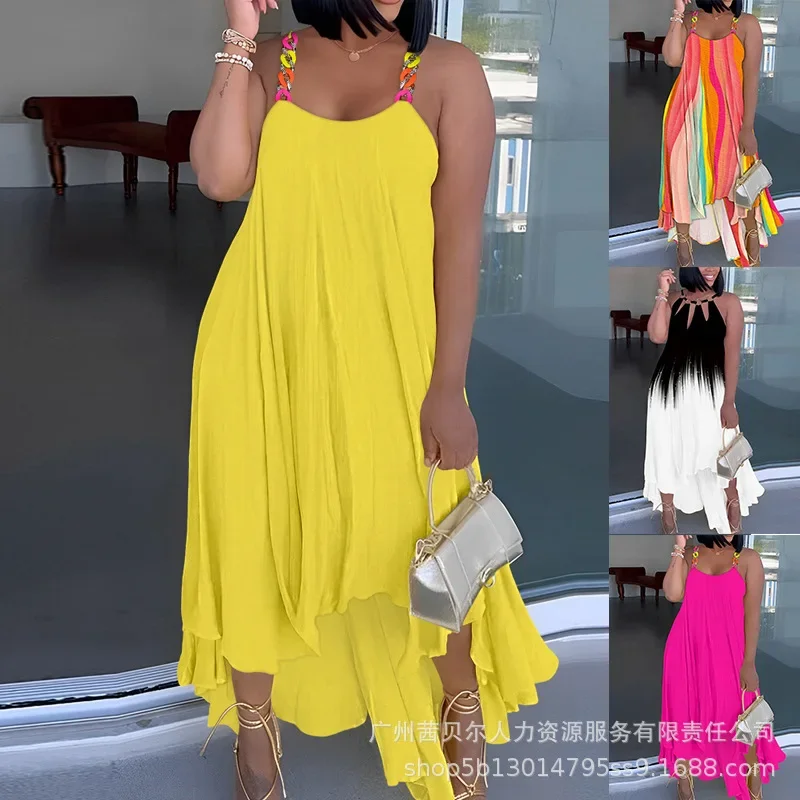 2023 Large Women's Dresses Colorful Buckle Shoulder Strap Irregular Bottom Dress for Women
2023 Large Women's Dresses Colorful Buckle Shoulder Strap Irregular Bottom Dress for Women
