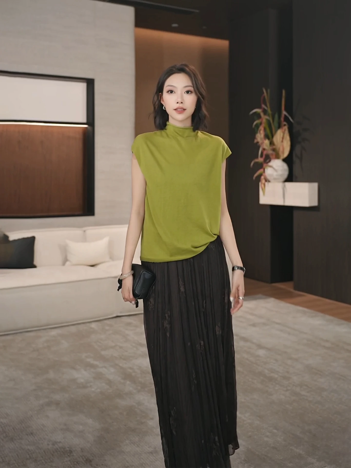 Green Fashion Wool Knitted Sweater Half High Collar Short Sleeve Women's Slim Fit Versatile Top Commute Style Summer New Arrival
Green Fashion Wool Knitted Sweater Half High Collar Short Sleeve Women's Slim Fit Versatile Top Commute Style Summer New Arrival