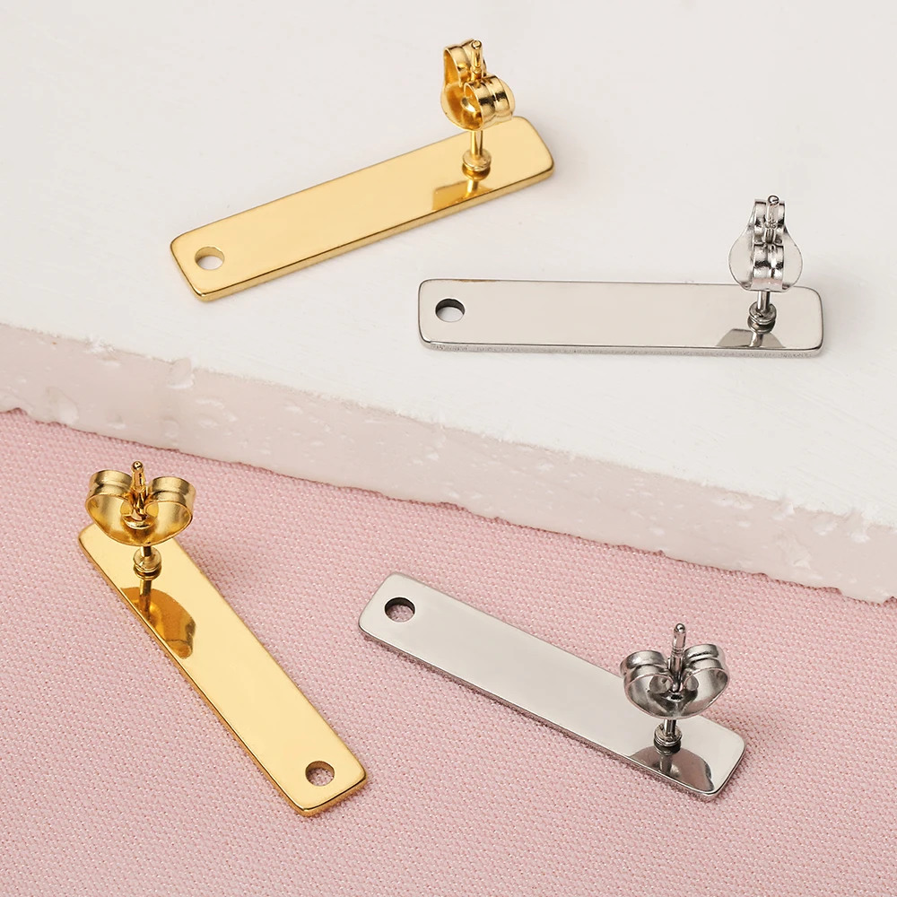 10pcs Stainless Steel Rectangle Stud Earring Base Dangle Earring Setting with Ear Plug for Jewelry Making DIY Accessories
10pcs Stainless Steel Rectangle Stud Earring Base Dangle Earring Setting with Ear Plug for Jewelry Making DIY Accessories