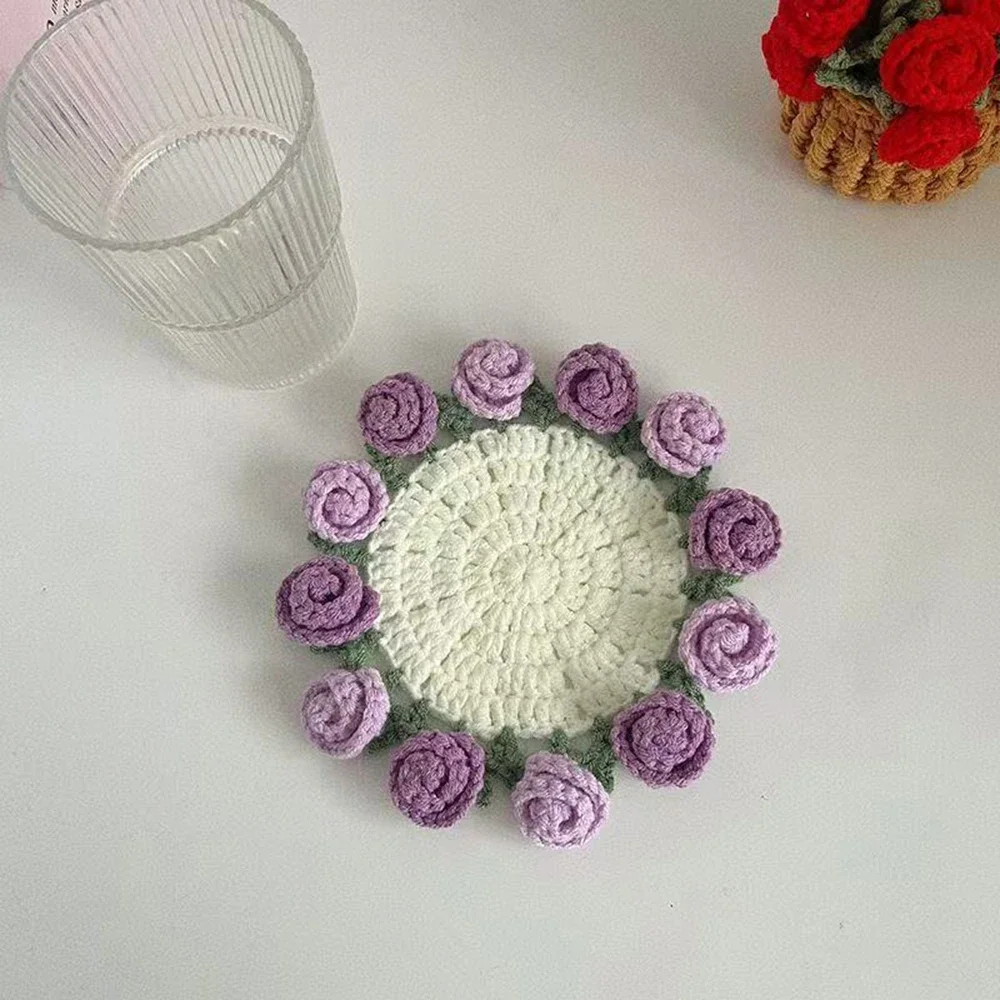 Wool Rose Bouquet Coasters - Handmade Hook & Knit Coaster Set, Mini Handheld Floral Gift for Lovers, Creative Home Decor
Wool Rose Bouquet Coasters - Handmade Hook & Knit Coaster Set, Mini Handheld Floral Gift for Lovers, Creative Home Decor