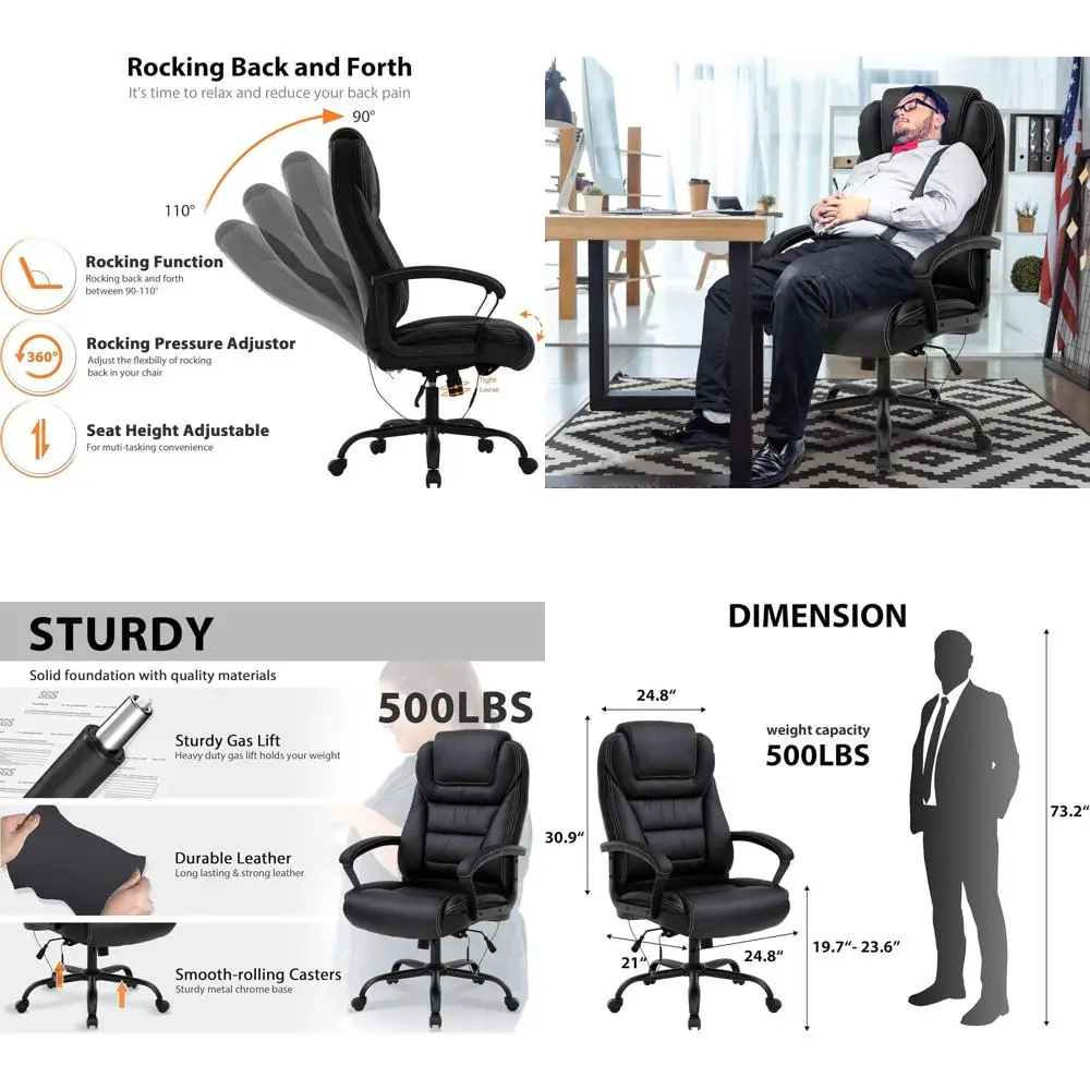 Эргономичное офисное кресло с высокой спинкой, грузоподъемностью 500 фунтов, функцией массажа, поясничной поддержкой, поворотным механизмом, функцией качания, мягкими подлокотниками, регулируемой высотой.
Эргономичное офисное кресло с высокой спинкой, грузоподъемностью 500 фунтов, функцией массажа, поясничной поддержкой, поворотным механизмом, функцией качания, мягкими подлокотниками, регулируемой высотой.