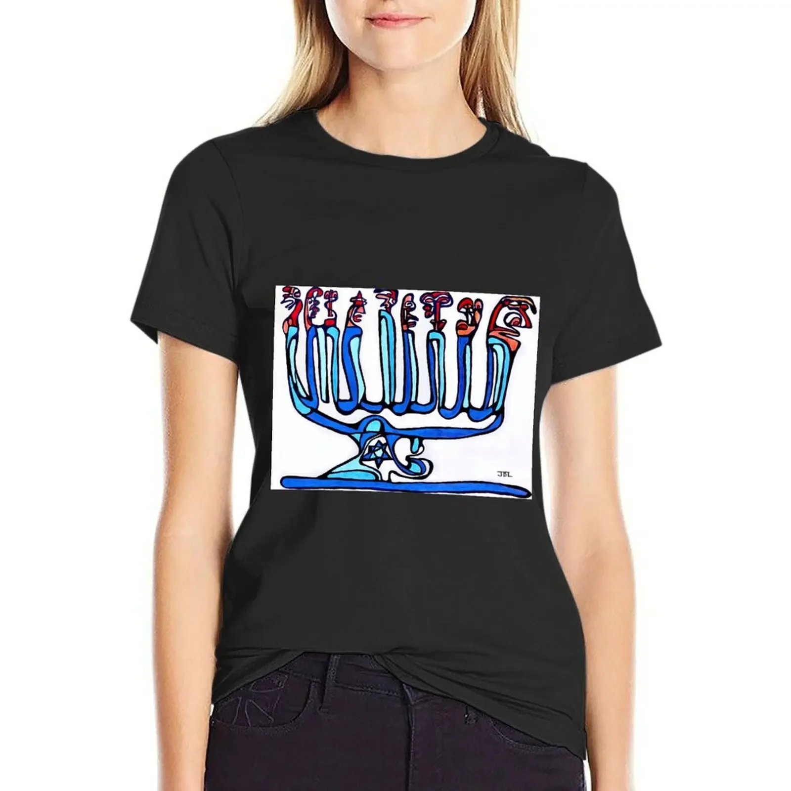 Hanukkah Menorah T-Shirt Blouse quick drying plus size tops customs design your own t-shirts for Women graphic tees
Hanukkah Menorah T-Shirt Blouse quick drying plus size tops customs design your own t-shirts for Women graphic tees