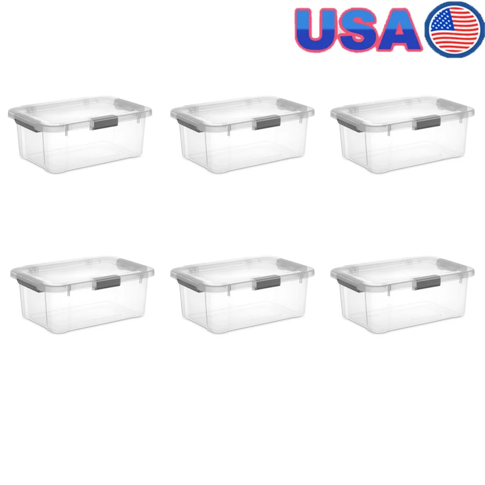 20 Quart Clear Plastic Storage Box with Hinged Lid Pack of 6 Stackable Containers Organizing Toys Clothes Craft Supplies
20 Quart Clear Plastic Storage Box with Hinged Lid Pack of 6 Stackable Containers Organizing Toys Clothes Craft Supplies