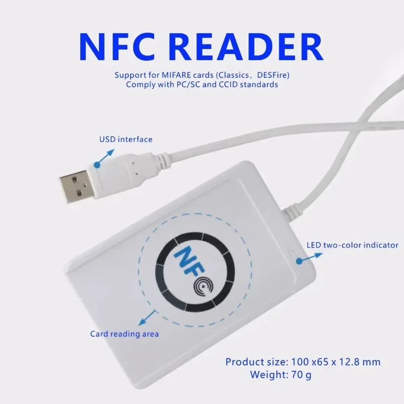 ACR122U RFID IC Smart Card Reader Contactless Writer Copier Duplicator Writable Clone NFC USB S50 13.56mhz M1 new Copier 2025
ACR122U RFID IC Smart Card Reader Contactless Writer Copier Duplicator Writable Clone NFC USB S50 13.56mhz M1 new Copier 2025