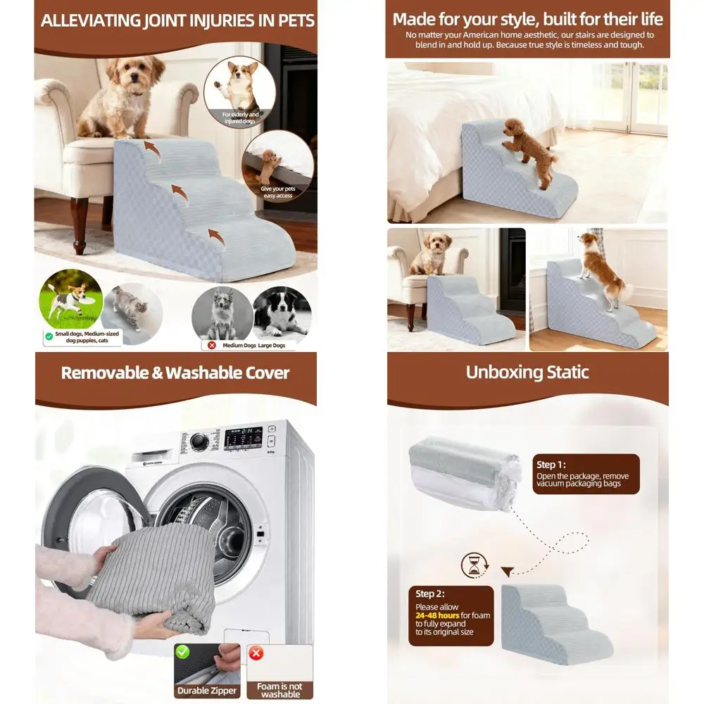 5-ступенчатая лестница для домашних животных с пеной высокой плотности для маленьких собак, высота 22 года, нескользящая подошва, серая
5-ступенчатая лестница для домашних животных с пеной высокой плотности для маленьких собак, высота 22 года, нескользящая подошва, серая