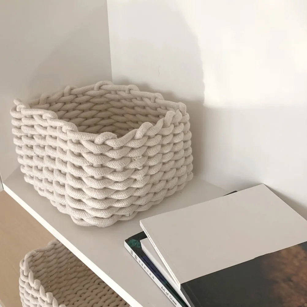 Fabric Cotton Rope Storage Basket Cosmetics Organizer Organization Woven Baskets
Fabric Cotton Rope Storage Basket Cosmetics Organizer Organization Woven Baskets