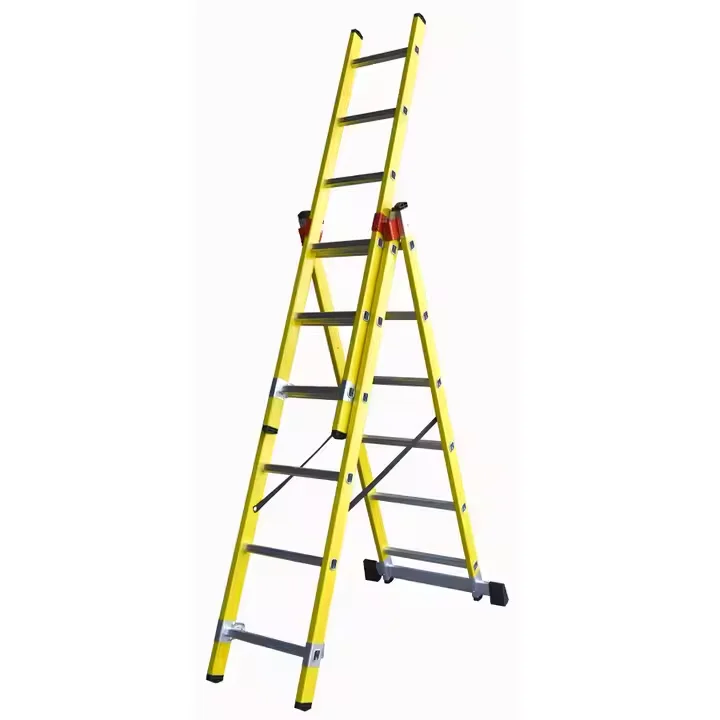 EN131 Standard Fiberglass Extension Ladder With Aluminum Step Ladders FRP 3 Sections Ladder
EN131 Standard Fiberglass Extension Ladder With Aluminum Step Ladders FRP 3 Sections Ladder