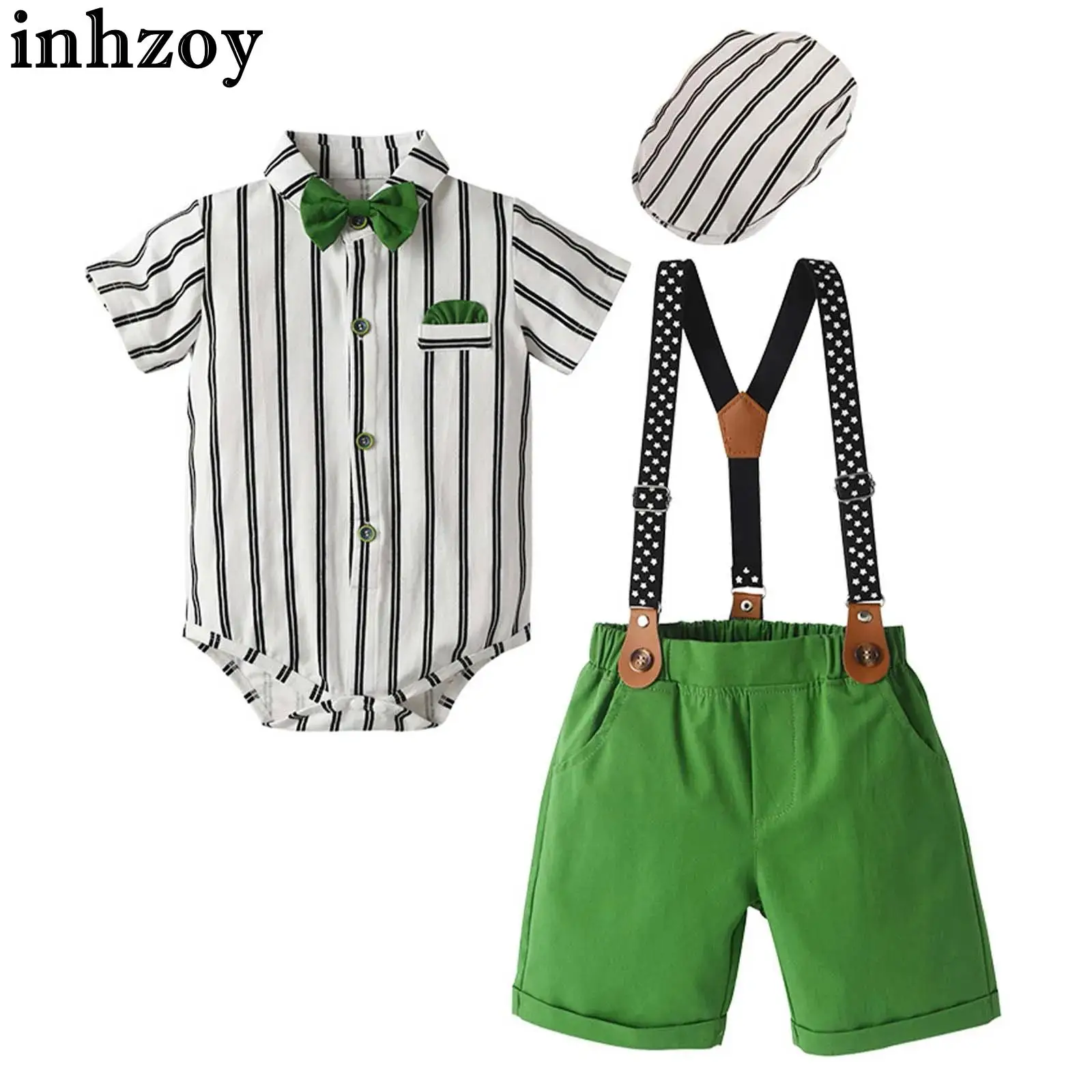 Toddler Infant Boys Christening Birthday Wedding Party Gentlemen Suit Short Sleeve Lapel Bow Tie Tops with Suspender Shorts Hat
Toddler Infant Boys Christening Birthday Wedding Party Gentlemen Suit Short Sleeve Lapel Bow Tie Tops with Suspender Shorts Hat