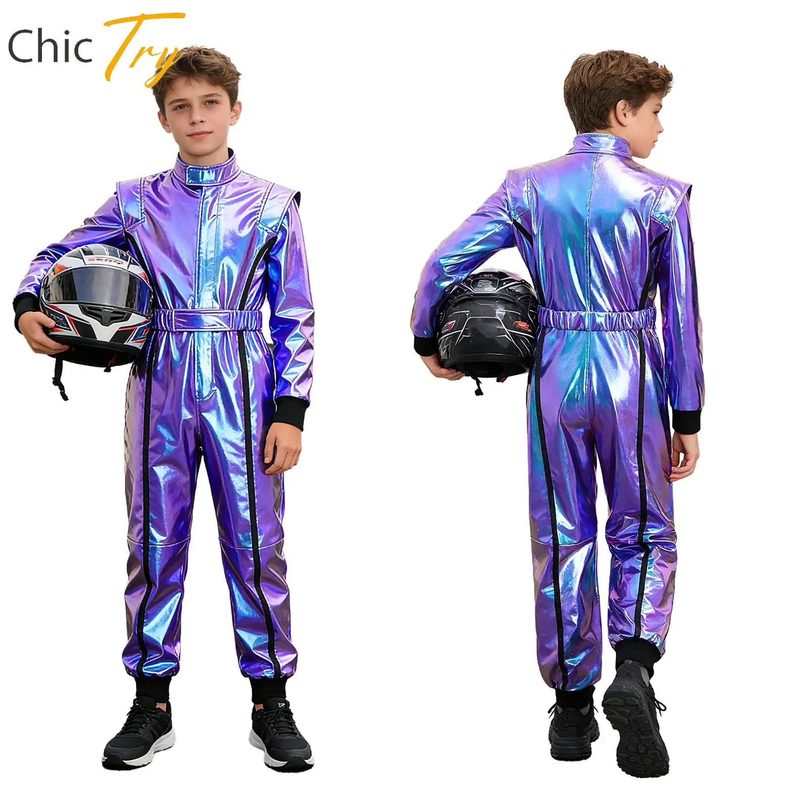 Boys Motorcycle Racing Costume Jumpsuit Long Sleeve Metallic Bodysuit+Hook-and-Loop Fastener Elastic Belt Outdoor Sports Outfit
Boys Motorcycle Racing Costume Jumpsuit Long Sleeve Metallic Bodysuit+Hook-and-Loop Fastener Elastic Belt Outdoor Sports Outfit