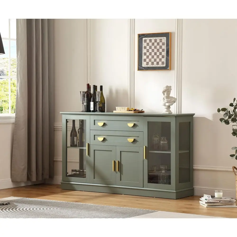 58.27 Buffet Cabinet with 2 Drawers,LED and Adjustable Shelves,Large Glass Door Coffee Bar Cabinet with Storage,Modern Farmhous
58.27 Buffet Cabinet with 2 Drawers,LED and Adjustable Shelves,Large Glass Door Coffee Bar Cabinet with Storage,Modern Farmhous