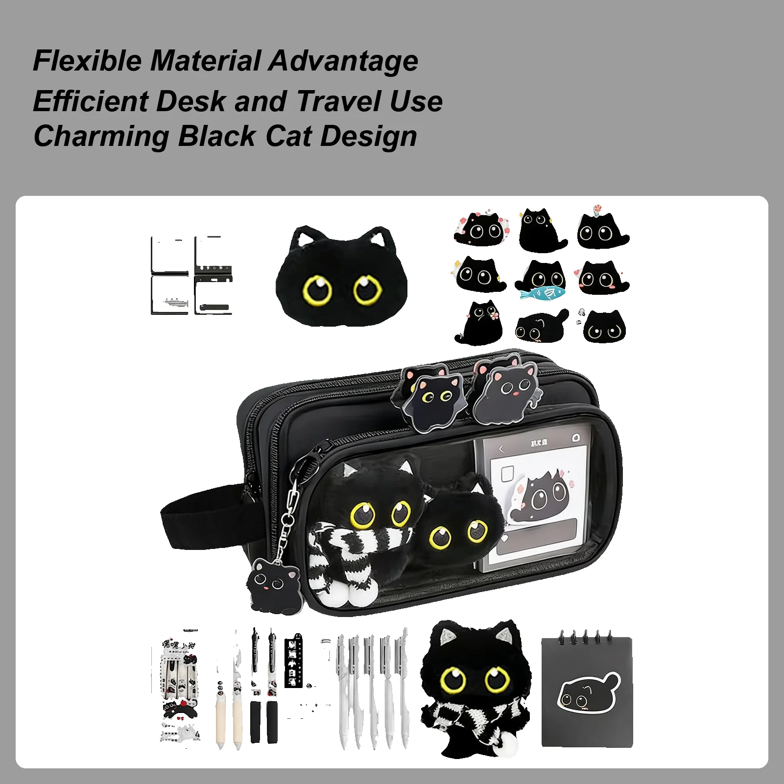 Прозрачный пенал для карандашей с котятами, 10 отделений, с наклейками, для гелевых ручек, канцелярские принадлежности
Прозрачный пенал для карандашей с котятами, 10 отделений, с наклейками, для гелевых ручек, канцелярские принадлежности