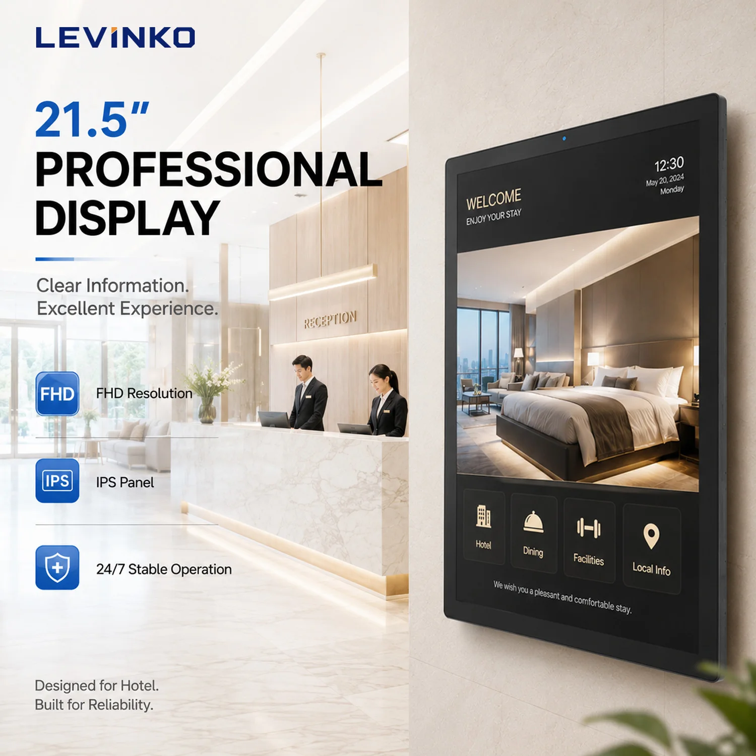 Wall Mounted Android Tablet 21.5 Inch Touch Screen Narrow Bezel Smart Display Panel Levinko For Hotel Office Retail
Wall Mounted Android Tablet 21.5 Inch Touch Screen Narrow Bezel Smart Display Panel Levinko For Hotel Office Retail