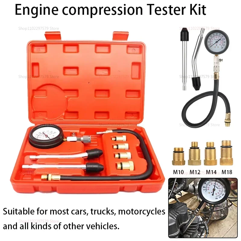 0-300Psi/20Bar Motorcycle Car Cylinder Tester Pressure Gauge M10 M12 M14 M18 Adapter Gasoline Compression Test Meter Diagnostic
0-300Psi/20Bar Motorcycle Car Cylinder Tester Pressure Gauge M10 M12 M14 M18 Adapter Gasoline Compression Test Meter Diagnostic