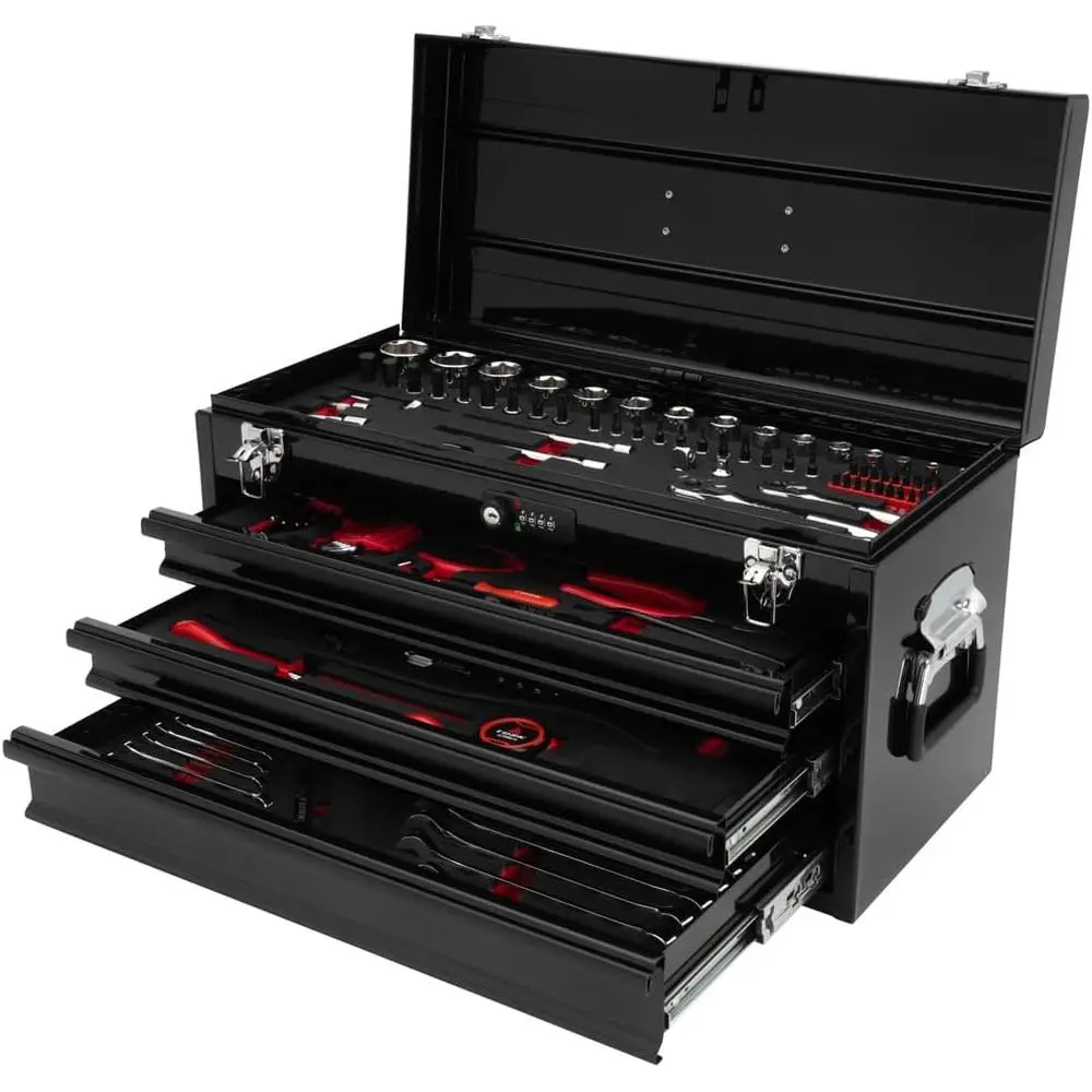 Portable 3-Drawer EVA Foam Toolbox with 129-Piece Tool Kit and Cut-Outs
Portable 3-Drawer EVA Foam Toolbox with 129-Piece Tool Kit and Cut-Outs