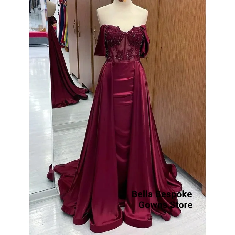 Customized Long Mermaid Evening Dresses Pleats Elegant Burgundy Vestido Off The Shoulder Sweetheart Lace Prom Party Gowns Retro
Customized Long Mermaid Evening Dresses Pleats Elegant Burgundy Vestido Off The Shoulder Sweetheart Lace Prom Party Gowns Retro