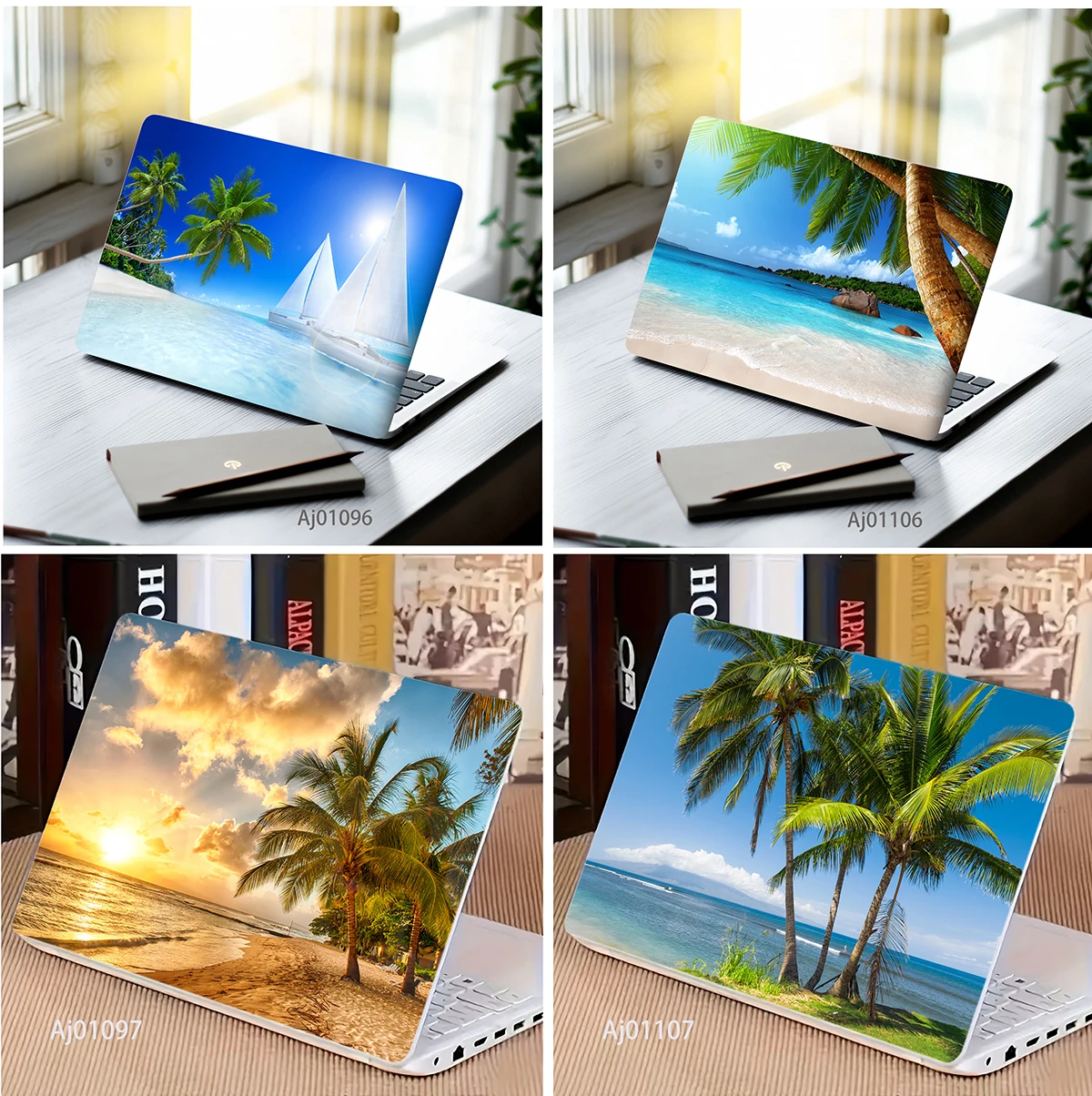Golden Hour Sunset Photographic Style Beach Laptop Skin, Warm Glow Sand Palm View Waterproof Anti-scratch Notebook Skin Sticker
Golden Hour Sunset Photographic Style Beach Laptop Skin, Warm Glow Sand Palm View Waterproof Anti-scratch Notebook Skin Sticker