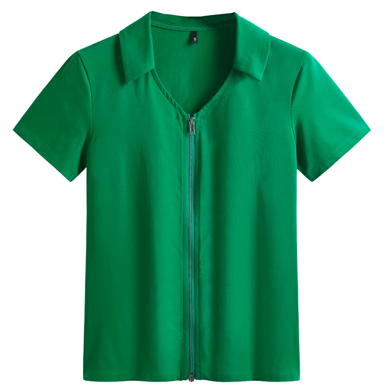 2023 Summer New Short Sleeve T-shirt Women's Turndown Collar Zipper Cotton Slim Fit Comfortable Casual Solid Color Cardigan
2023 Summer New Short Sleeve T-shirt Women's Turndown Collar Zipper Cotton Slim Fit Comfortable Casual Solid Color Cardigan