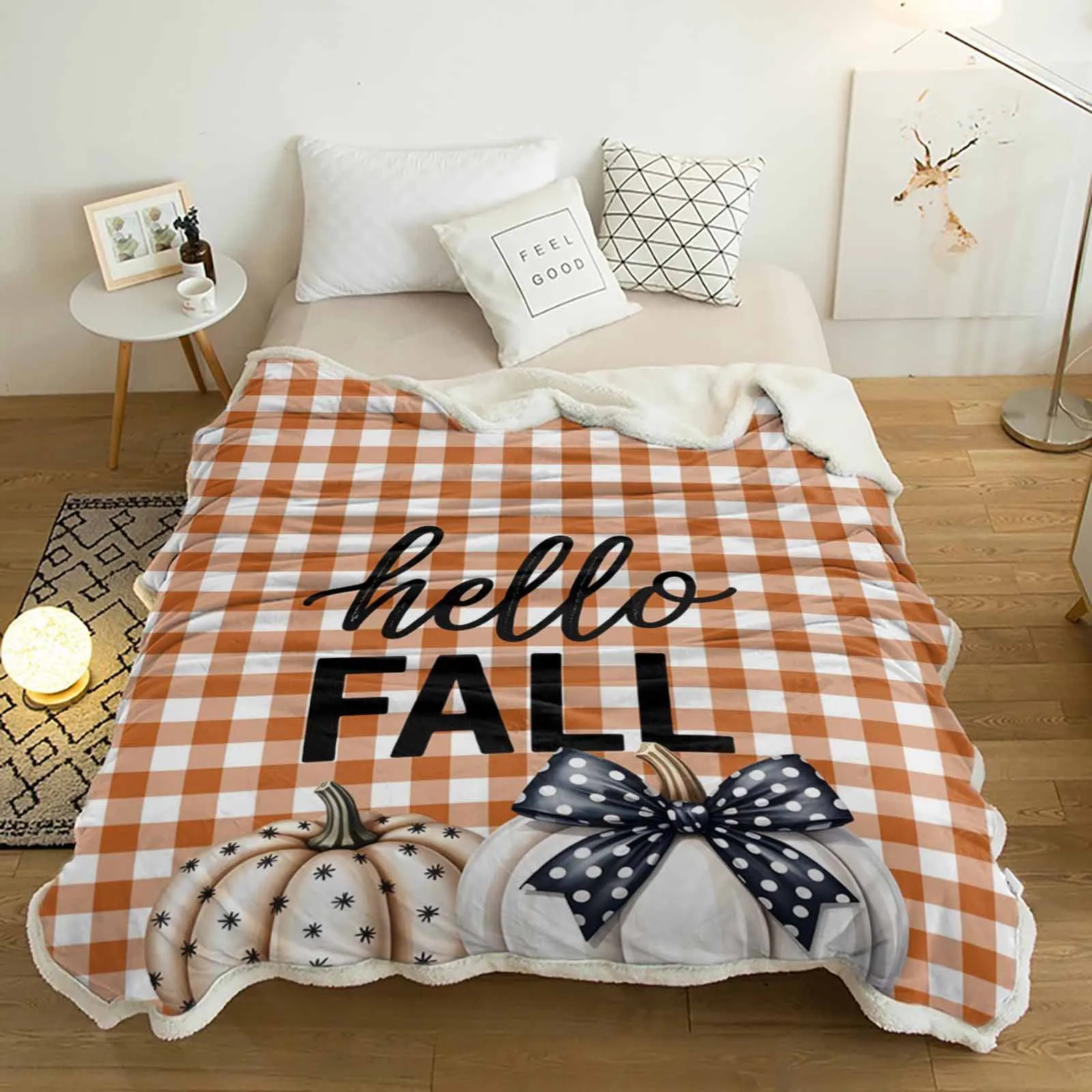 Letter Hello Fall Pumpkin Plaid Cashmere Blanket Warm Winter Soft Throw Blankets for Beds Sofa Wool Blanket Bedspread
Letter Hello Fall Pumpkin Plaid Cashmere Blanket Warm Winter Soft Throw Blankets for Beds Sofa Wool Blanket Bedspread