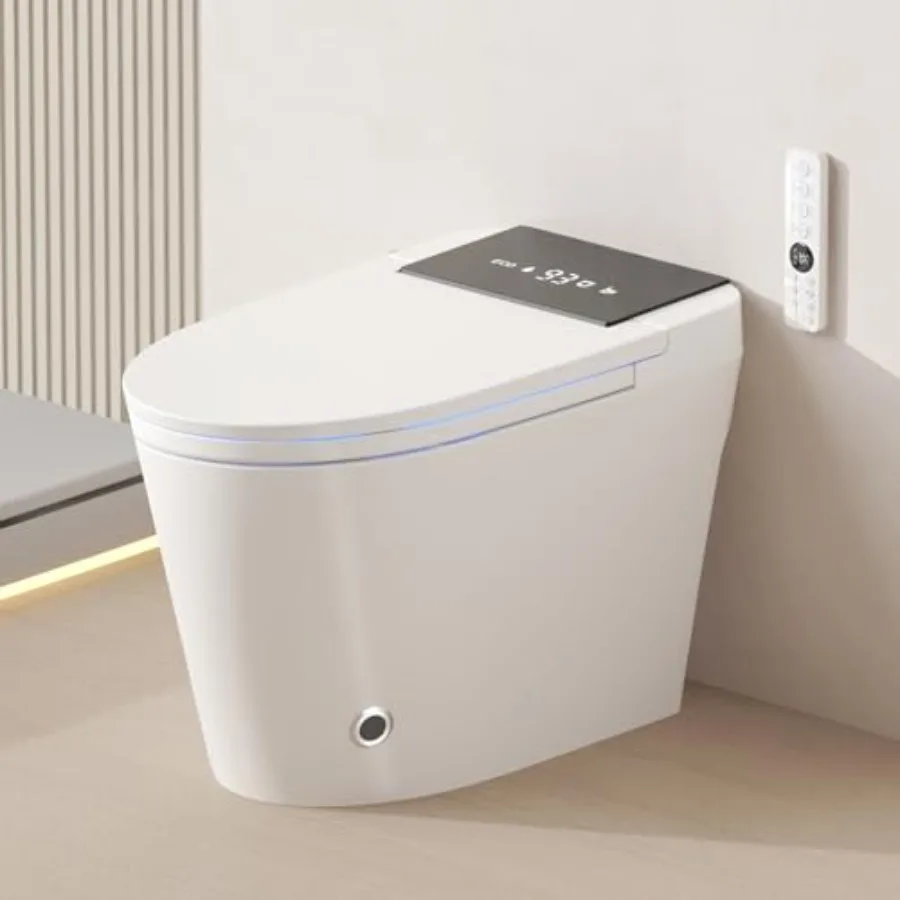 Smart toilet for home use, ceramic, white, with bidet, heated seat, warm water, dryer, dual flush, foam shield, foot sensor, ni
Smart toilet for home use, ceramic, white, with bidet, heated seat, warm water, dryer, dual flush, foam shield, foot sensor, ni