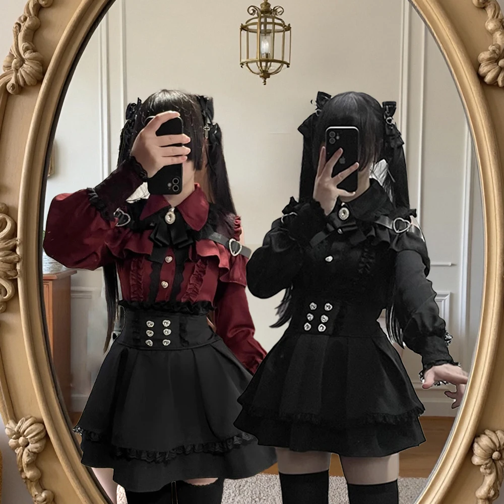 Лолита Джирай Кэй Косплей Костюм Y2K Kawaii Сексуальная кружевная рубашка с открытыми плечами Готические мини-юбки с рюшами Аниме Милый женский стиль наряд
Лолита Джирай Кэй Косплей Костюм Y2K Kawaii Сексуальная кружевная рубашка с открытыми плечами Готические мини-юбки с рюшами Аниме Милый женский стиль наряд
