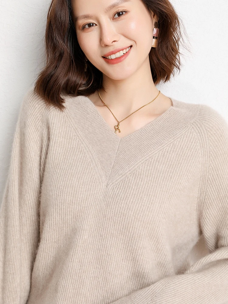New Autumn Winter Women's Grace Pullover V-Neck 100% Cashmere Knitted Sweater Female Thick Clothing Chic Soft Warm Casual Tops
New Autumn Winter Women's Grace Pullover V-Neck 100% Cashmere Knitted Sweater Female Thick Clothing Chic Soft Warm Casual Tops