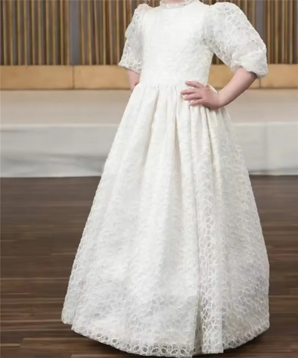 Elegant Puffy Balloon Sleeve High Neck Flower Girl Dress For Wedding Princess Birthday Party Dress Little Girls Communion Dress
Elegant Puffy Balloon Sleeve High Neck Flower Girl Dress For Wedding Princess Birthday Party Dress Little Girls Communion Dress