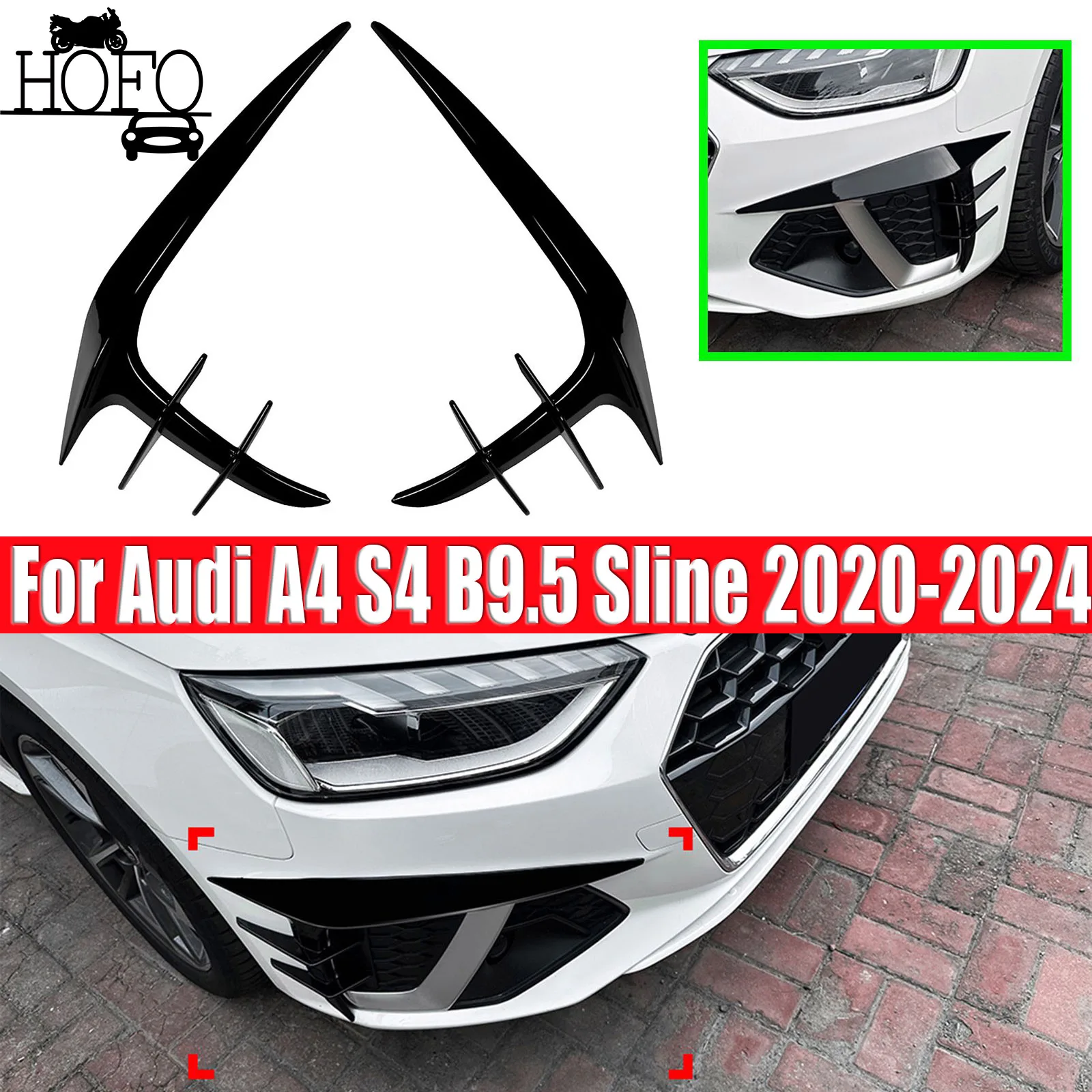 Gloss Black Front Bumper Side Air Vent Trim For Audi A4 S4 B9.5 Sline 2020-2024
Gloss Black Front Bumper Side Air Vent Trim For Audi A4 S4 B9.5 Sline 2020-2024