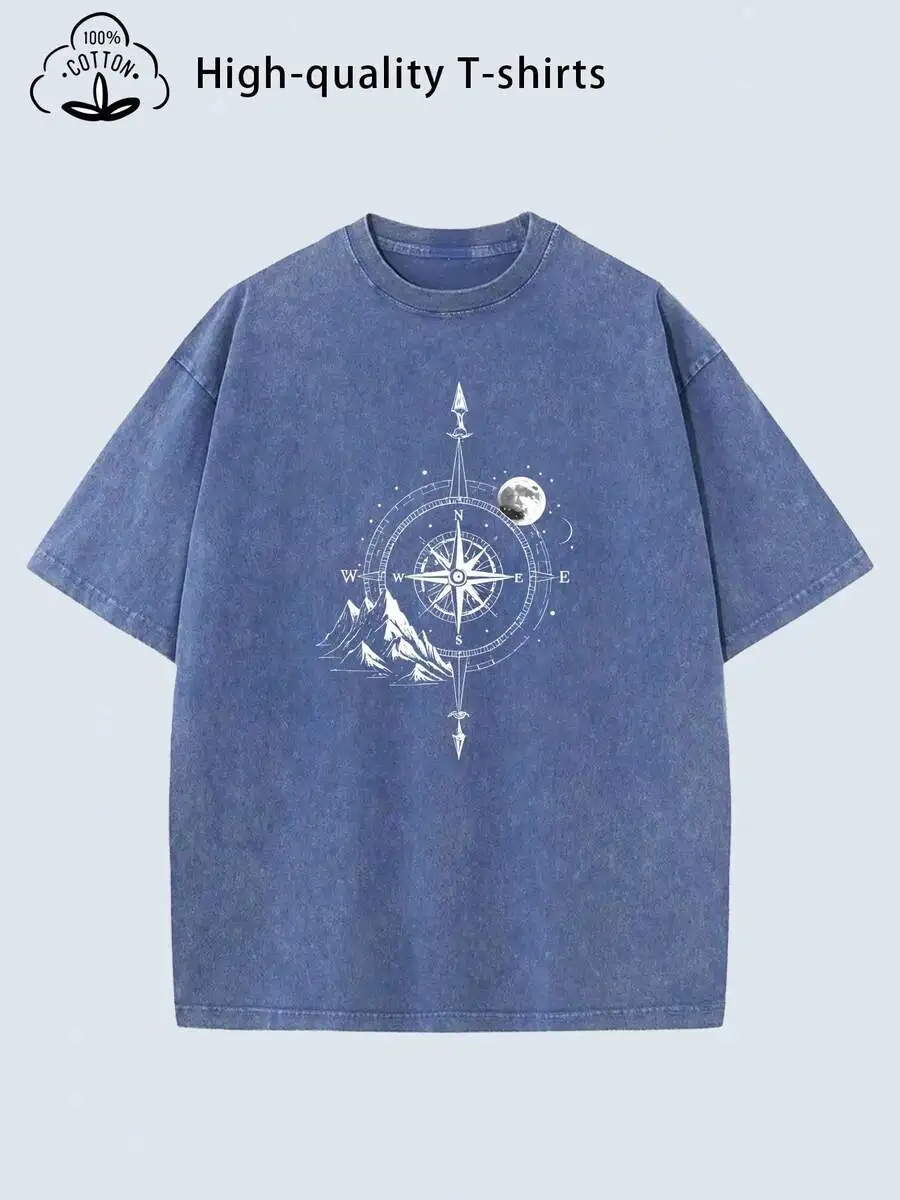 Vintage Compass Print Washed Cotton T-Shirt Loose Fit Streetwear Tee
Vintage Compass Print Washed Cotton T-Shirt Loose Fit Streetwear Tee