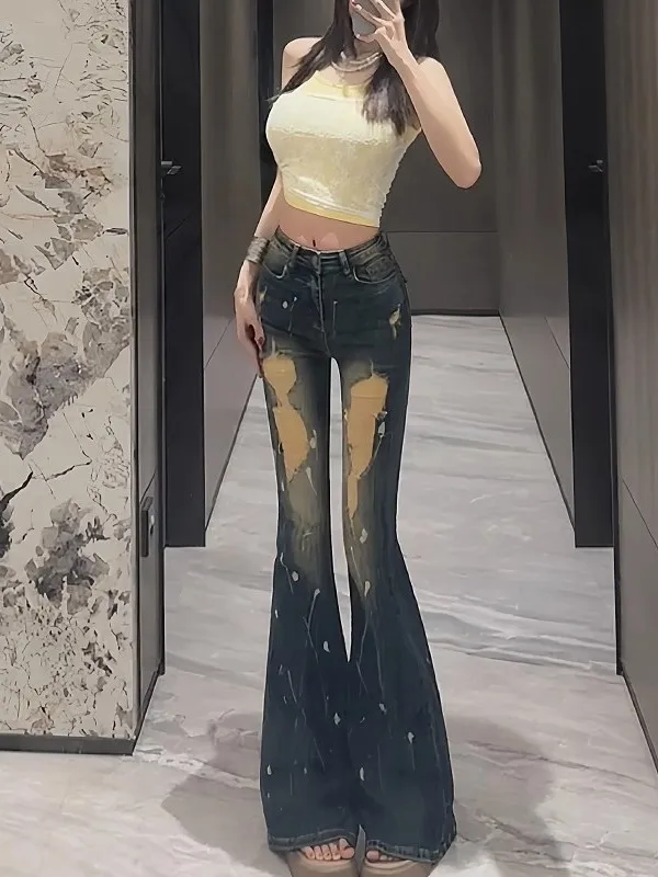 Джинсовые джинсы-колокольчики с высокой талией, женские длинные облегающие брюки длиной до пола, American Hot Girl Sle
Джинсовые джинсы-колокольчики с высокой талией, женские длинные облегающие брюки длиной до пола, American Hot Girl Sle