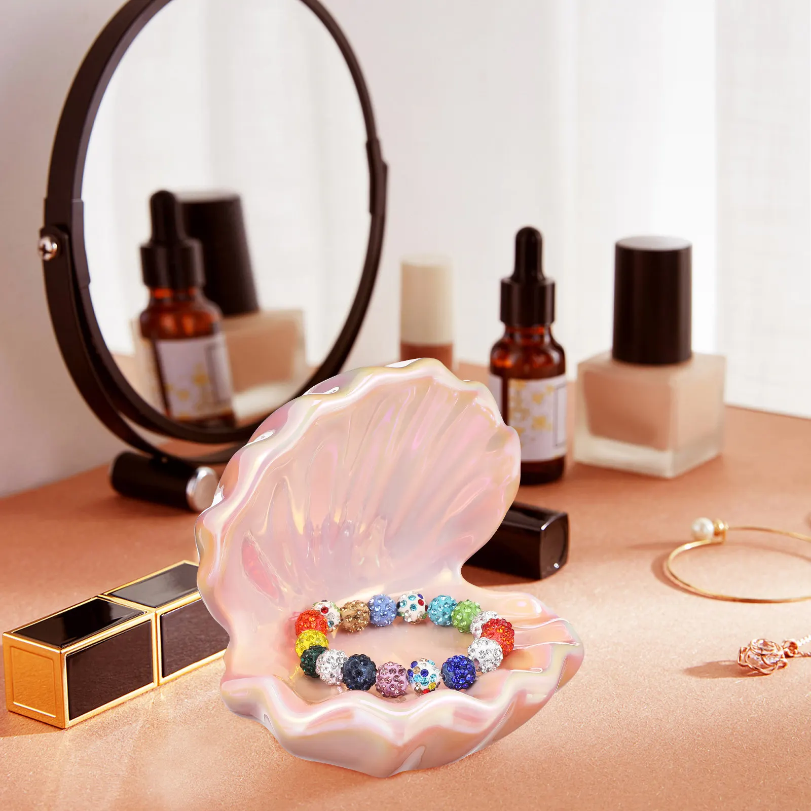 Ceramic Seashell Jewelry Dish Decorative Vanity Tray Jewelry Holder for Rings Earrings Necklaces Compact Organizer
Ceramic Seashell Jewelry Dish Decorative Vanity Tray Jewelry Holder for Rings Earrings Necklaces Compact Organizer