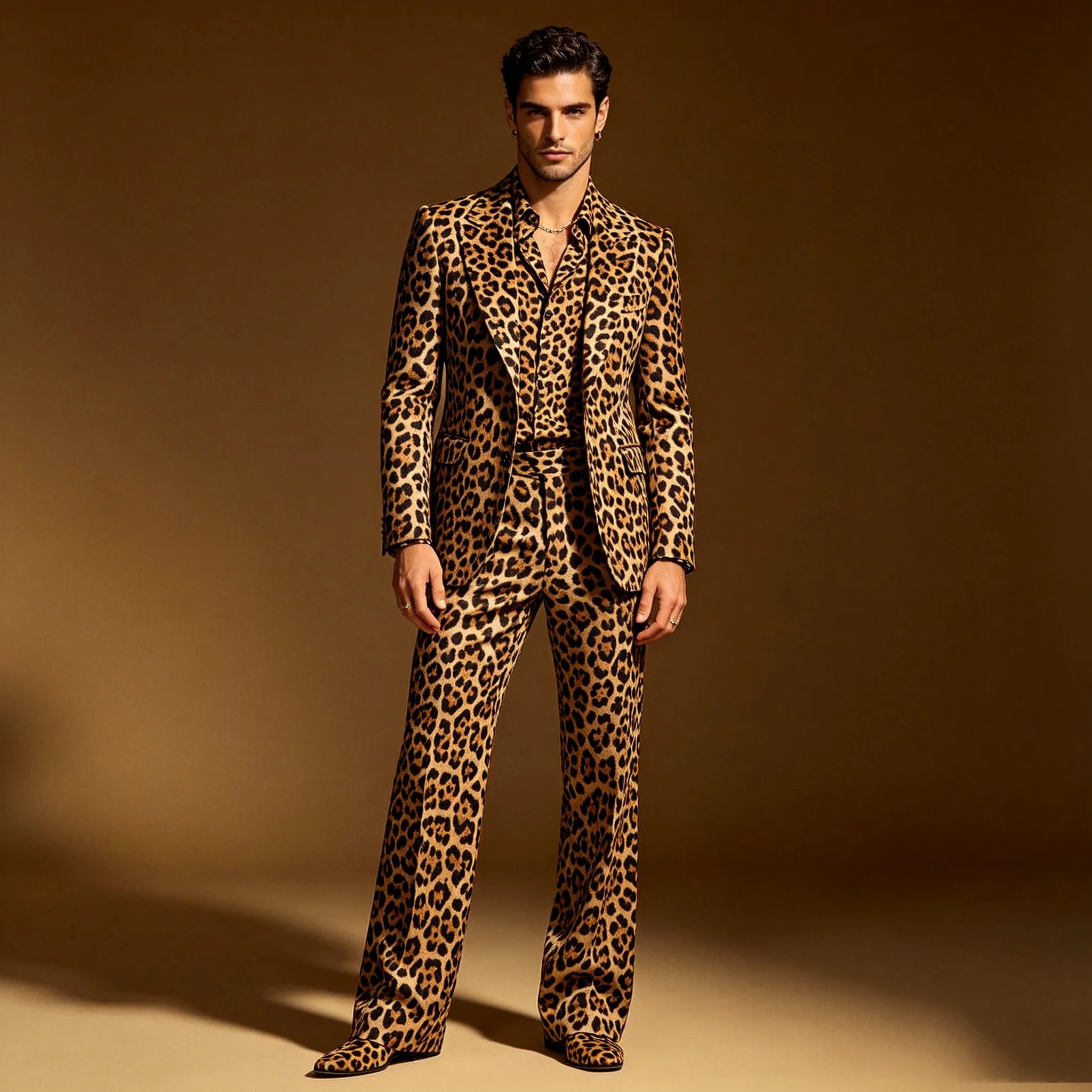 Leopard Print Brown Men Suit Set 2 Piece Blazer+Pants Prom Wedding Tuxedos Coat Customized Formal Office Fashion Groom Jacket
Leopard Print Brown Men Suit Set 2 Piece Blazer+Pants Prom Wedding Tuxedos Coat Customized Formal Office Fashion Groom Jacket